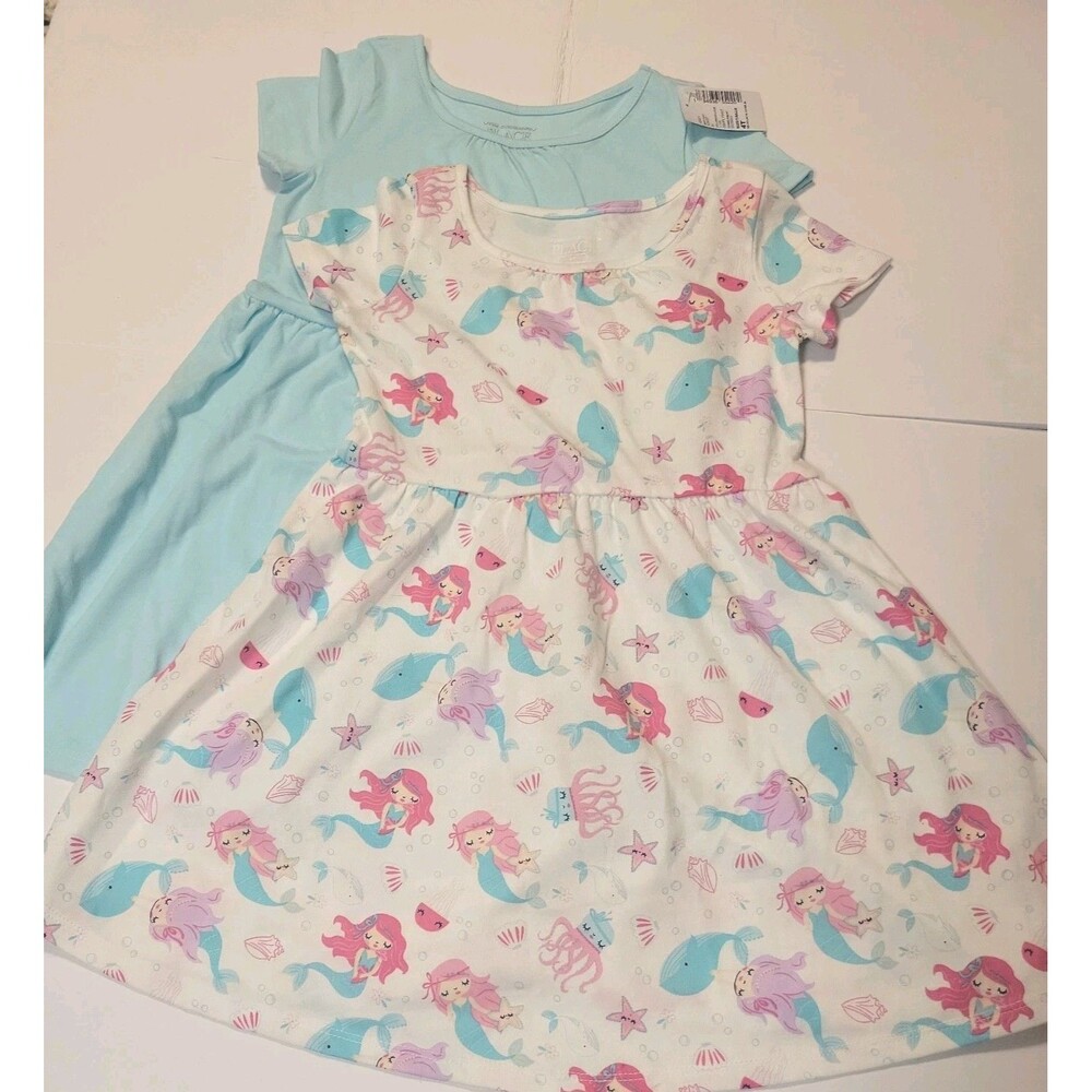 NEW Childrens Place girls size 4T Pretty Mermaid & Blue sundresses New 2-Pack - Picture 1 of 8